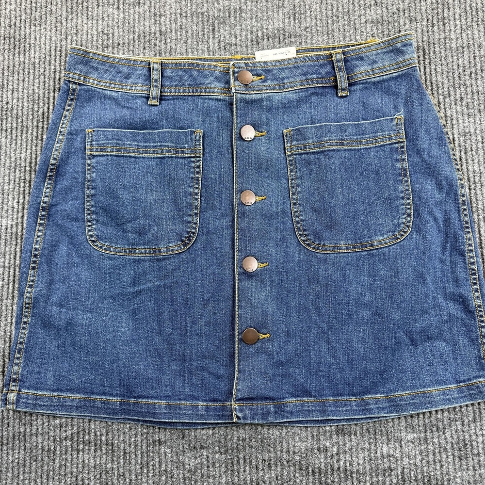 A.n.a Skirt Womens 31/12 Blue Denim Button Front Pockets Short New Tags